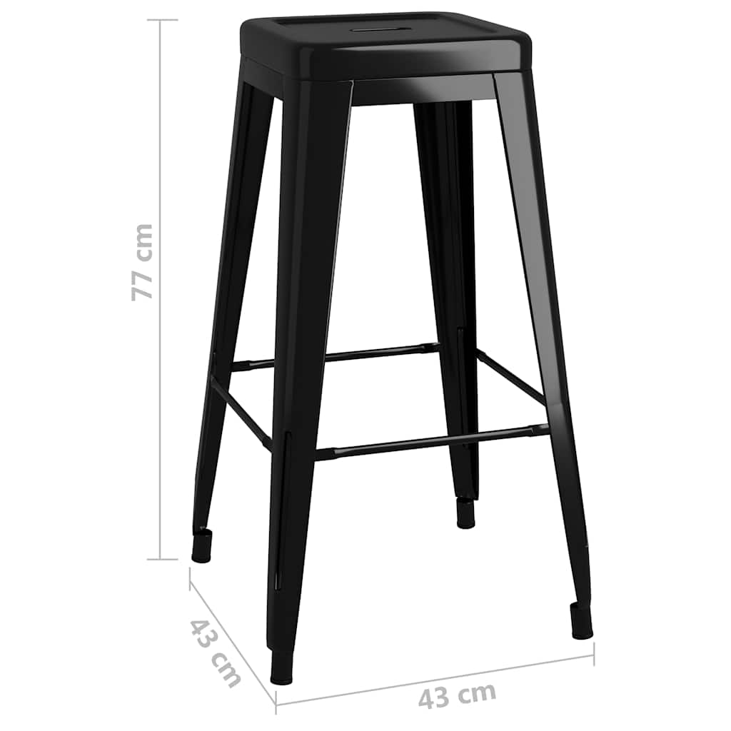 vidaXL Bar Stools 2 pcs stackable metal black