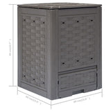 vidaXL Compostbakken 2 st 600 L 60x60x83 cm kunststof rattan bruin