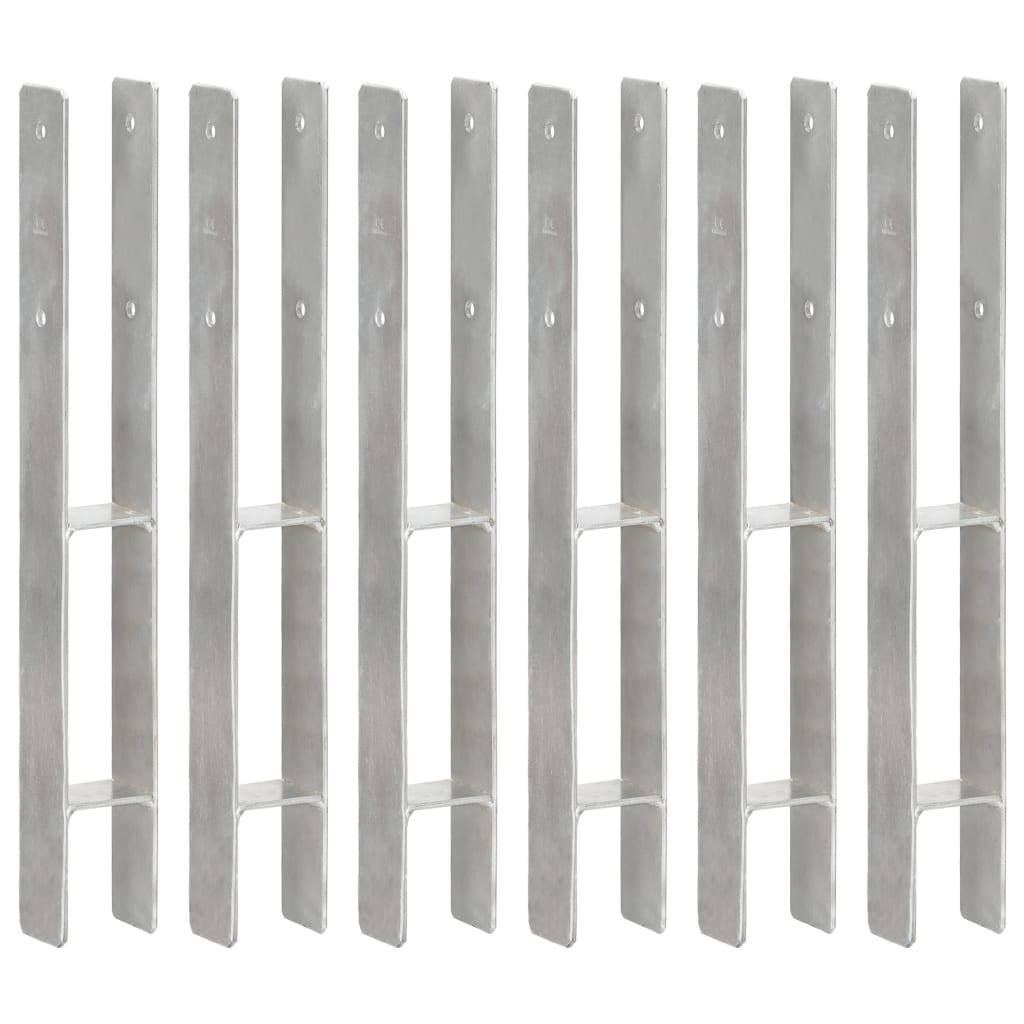 vidaXL Ground Anchors 6 pcs 7x6x60 cm Galvanized Steel Silver-coloured