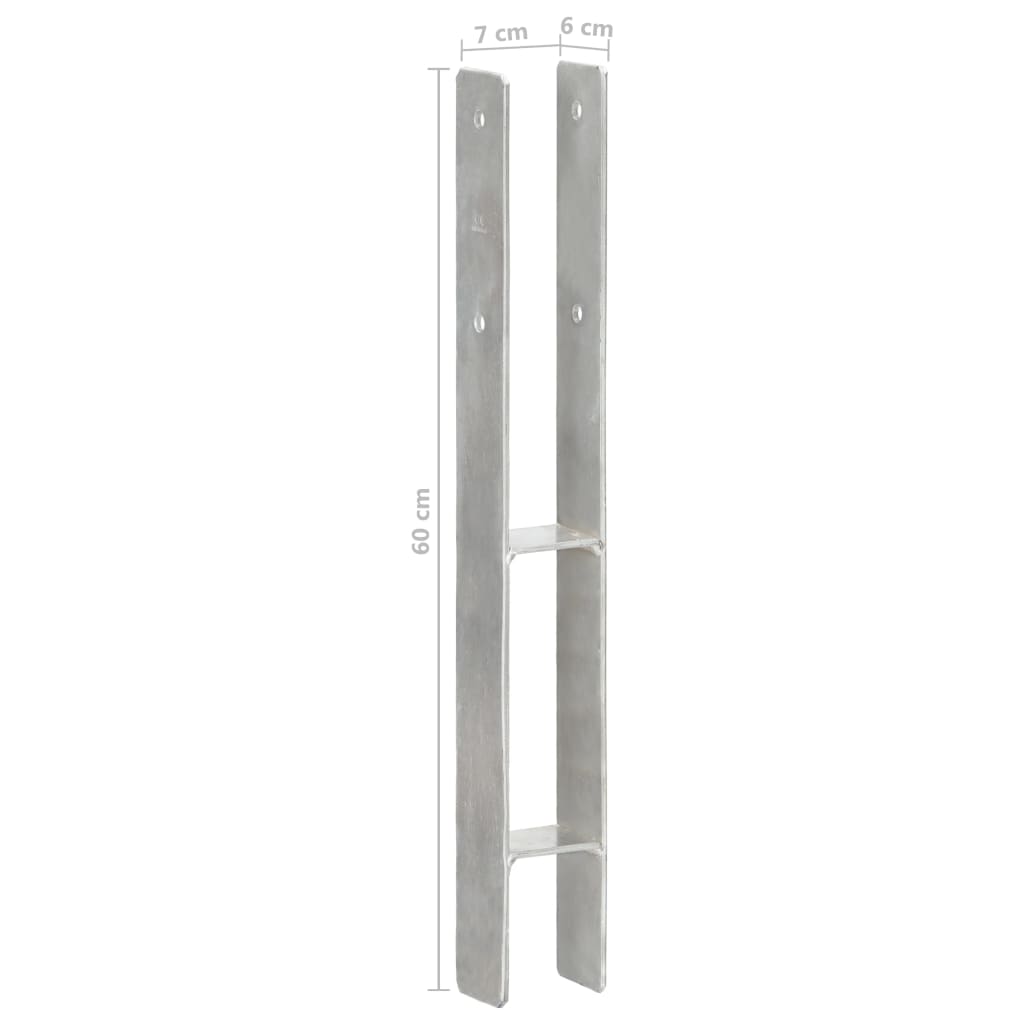 vidaXL Ground Anchors 6 pcs 7x6x60 cm Galvanized Steel Silver-coloured