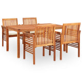 vidaXL 5-piece Garden Dining Set with Cushions Solid Acacia Wood