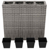 vidaXL Plantenbak verhoogd met 4 potten 2 st poly rattan grijs