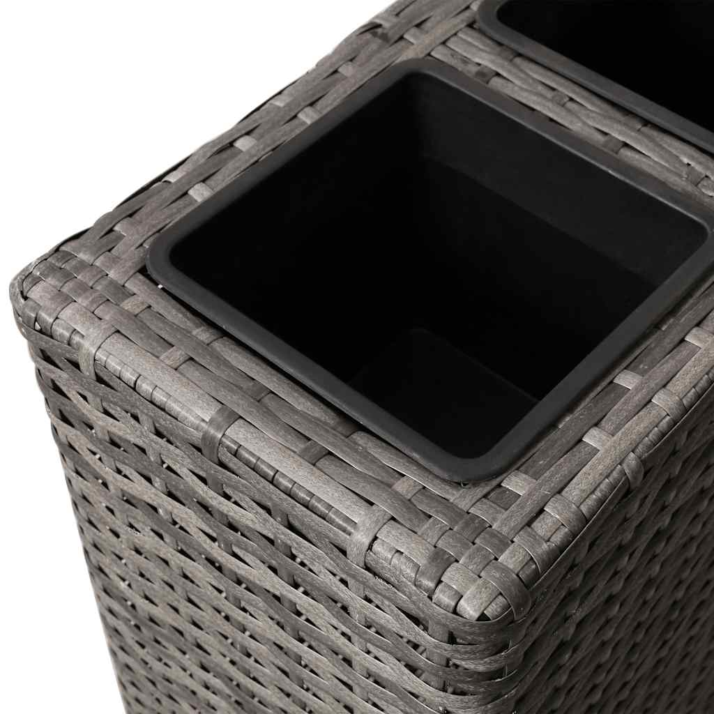 vidaXL Plantenbak verhoogd met 4 potten 2 st poly rattan grijs