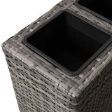 vidaXL Plantenbak verhoogd met 4 potten 2 st poly rattan grijs