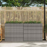 vidaXL Plantenbak verhoogd met 4 potten 2 st poly rattan grijs