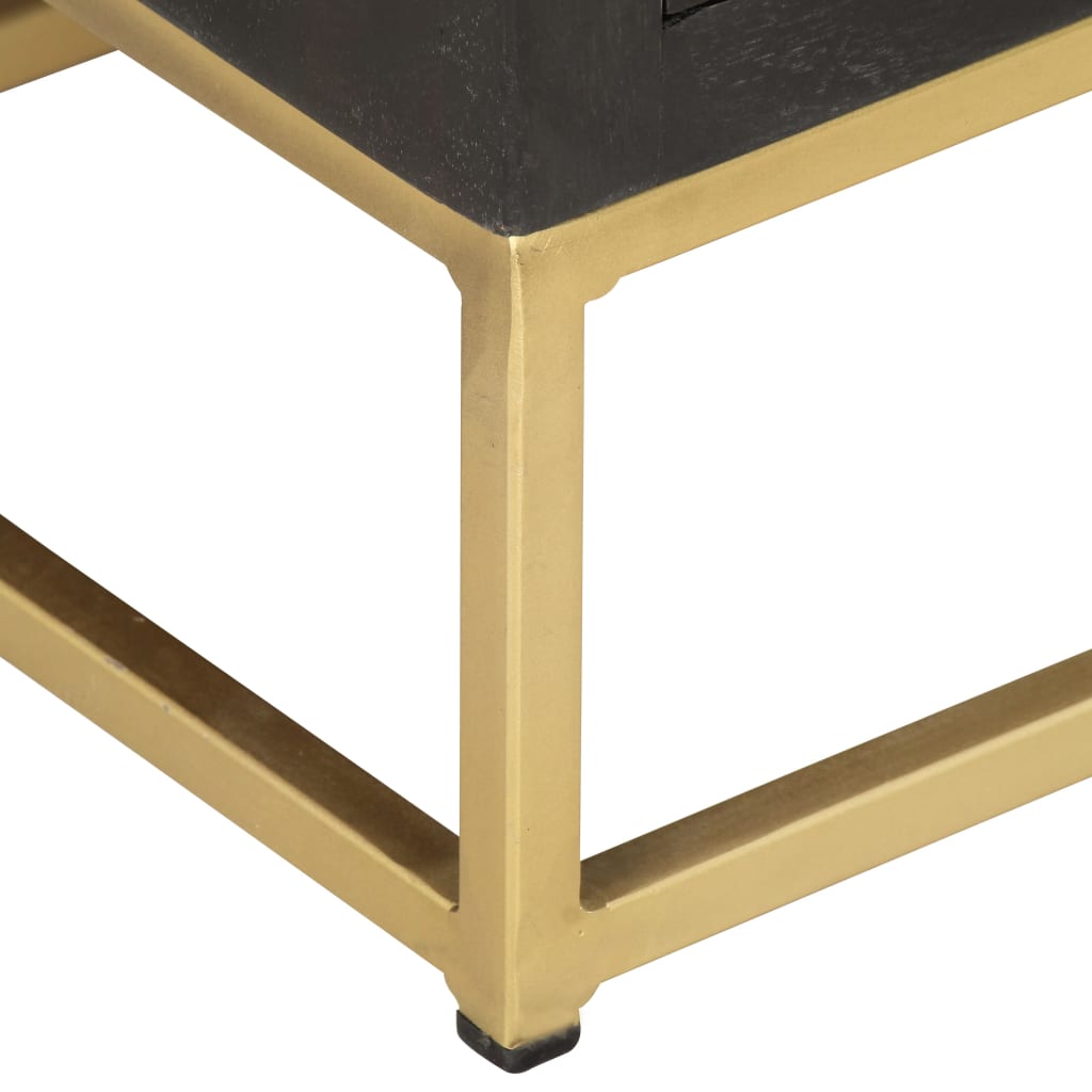 vidaXL Ladekast 45x30x105 cm massief mangohout zwart en goudkleurig