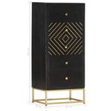 vidaXL Ladekast 45x30x105 cm massief mangohout zwart en goudkleurig