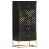 vidaXL Ladekast 45x30x105 cm massief mangohout zwart en goudkleurig