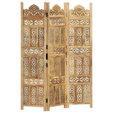 vidaXL Room Divider 3 Panels Hand-Carved 120x165 cm Solid Mango Wood