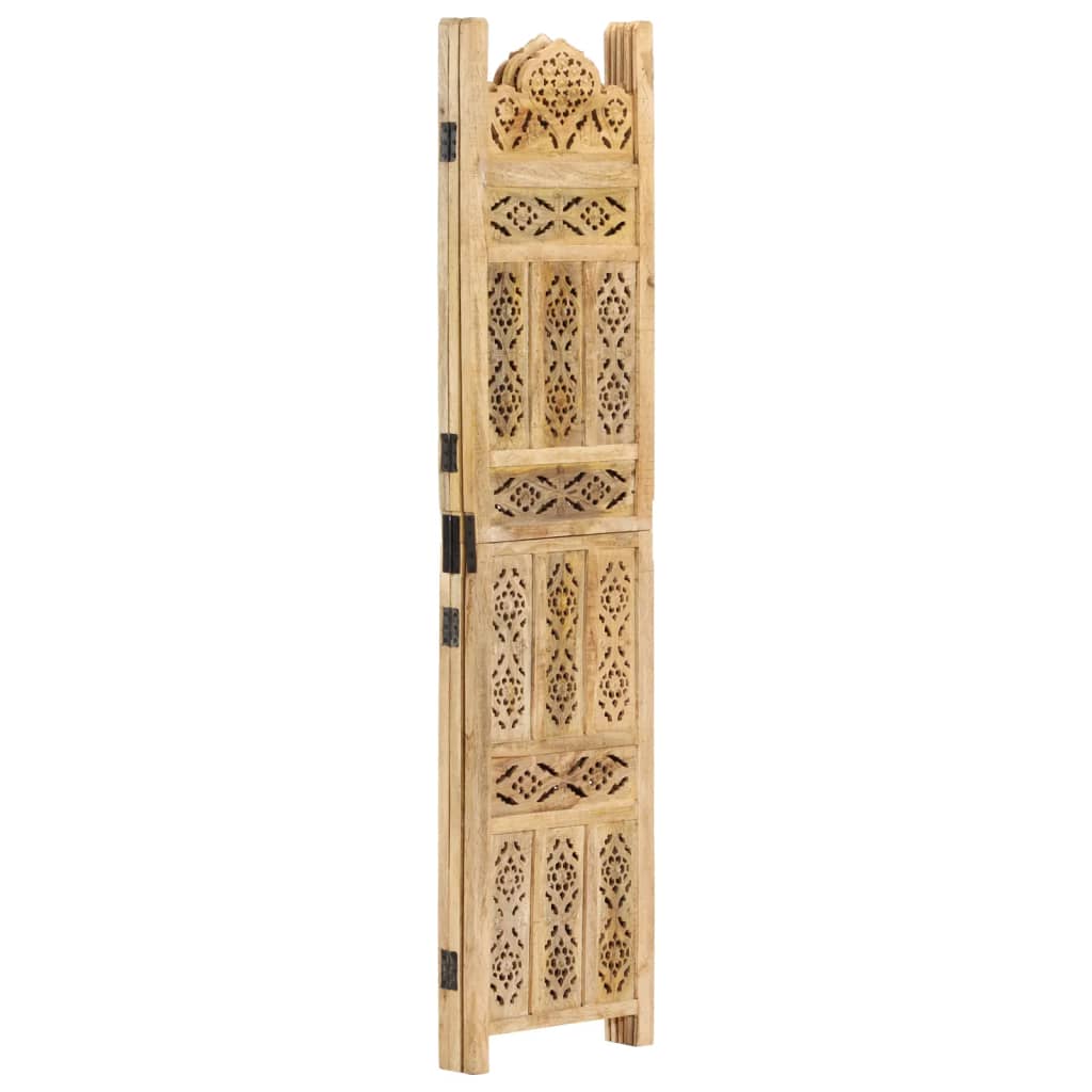 vidaXL Room Divider 3 Panels Hand-Carved 120x165 cm Solid Mango Wood
