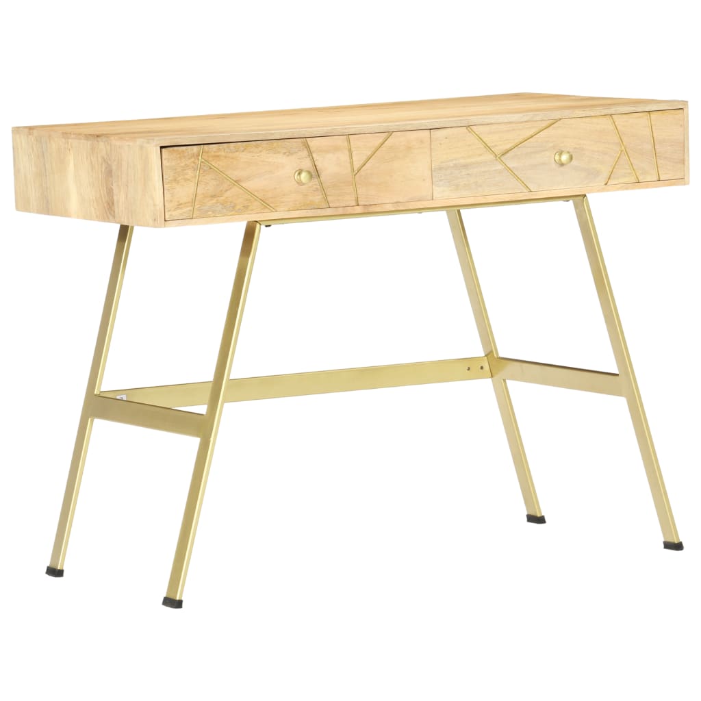 vidaXL Schrijftafel met lades 100x55x75 cm massief mangohout
