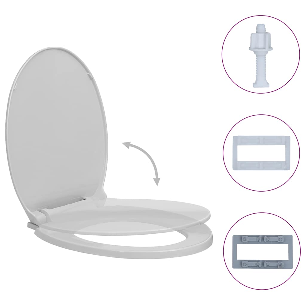 vidaXL Soft-close Oval Toilet Seat Light Grey