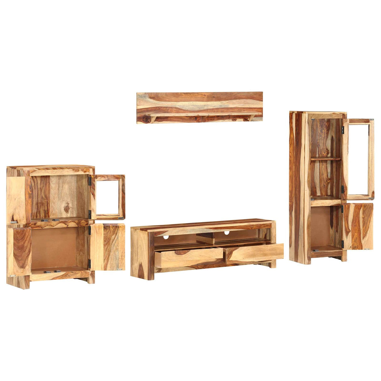 vidaXL TV Unit Set met lade Wandgemonteerd Bruin Hout