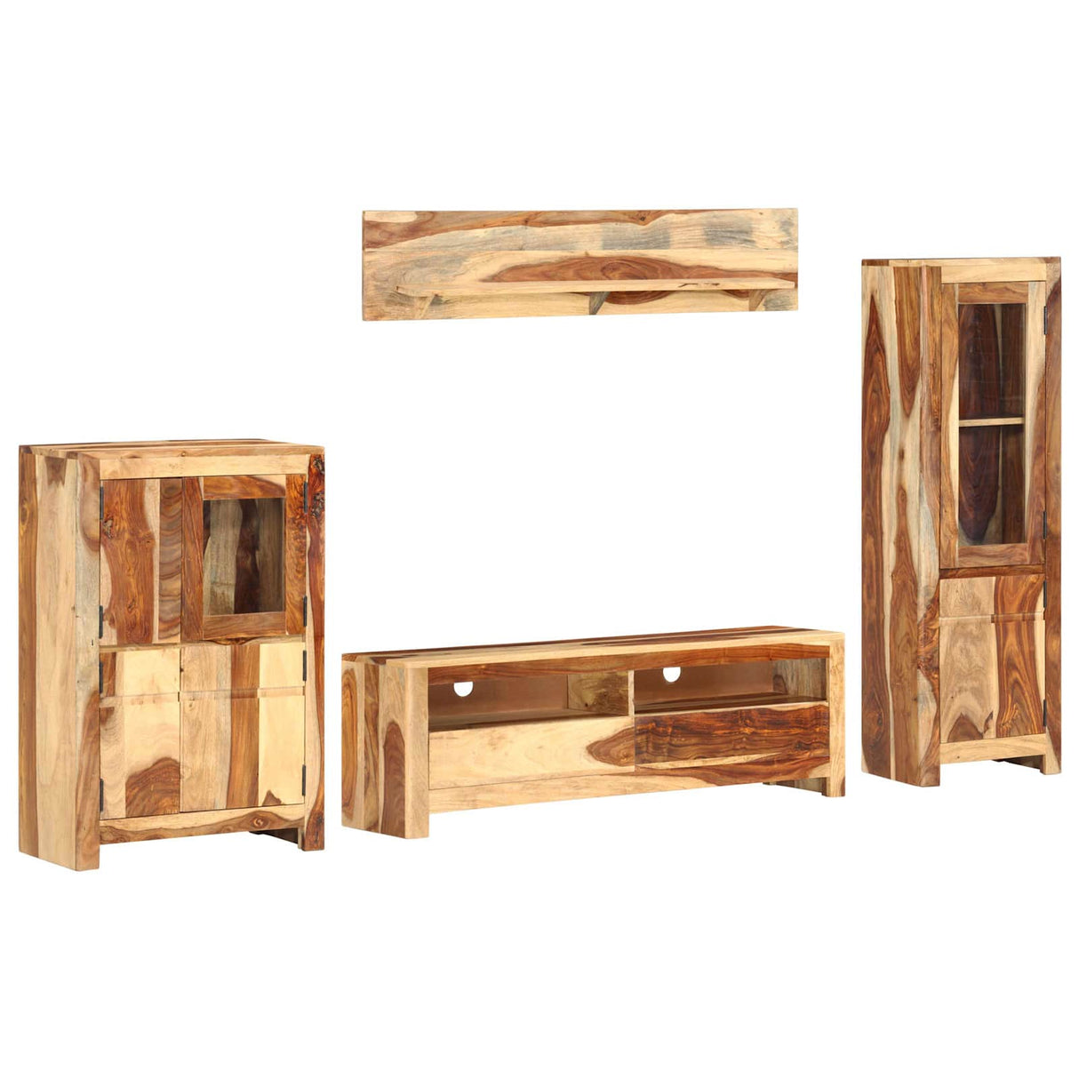 vidaXL TV Unit Set met lade Wandgemonteerd Bruin Hout