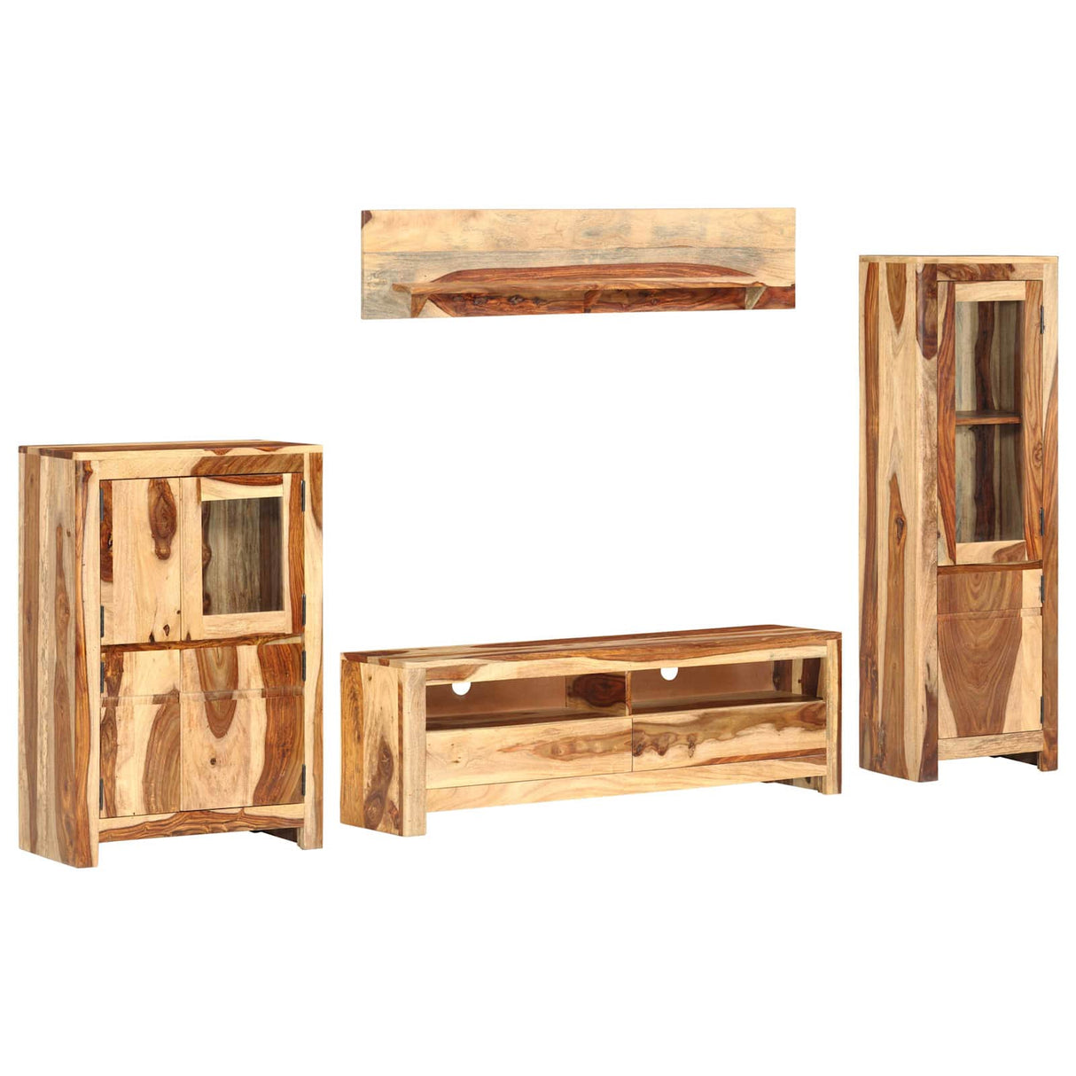 vidaXL TV Unit Set met lade Wandgemonteerd Bruin Hout