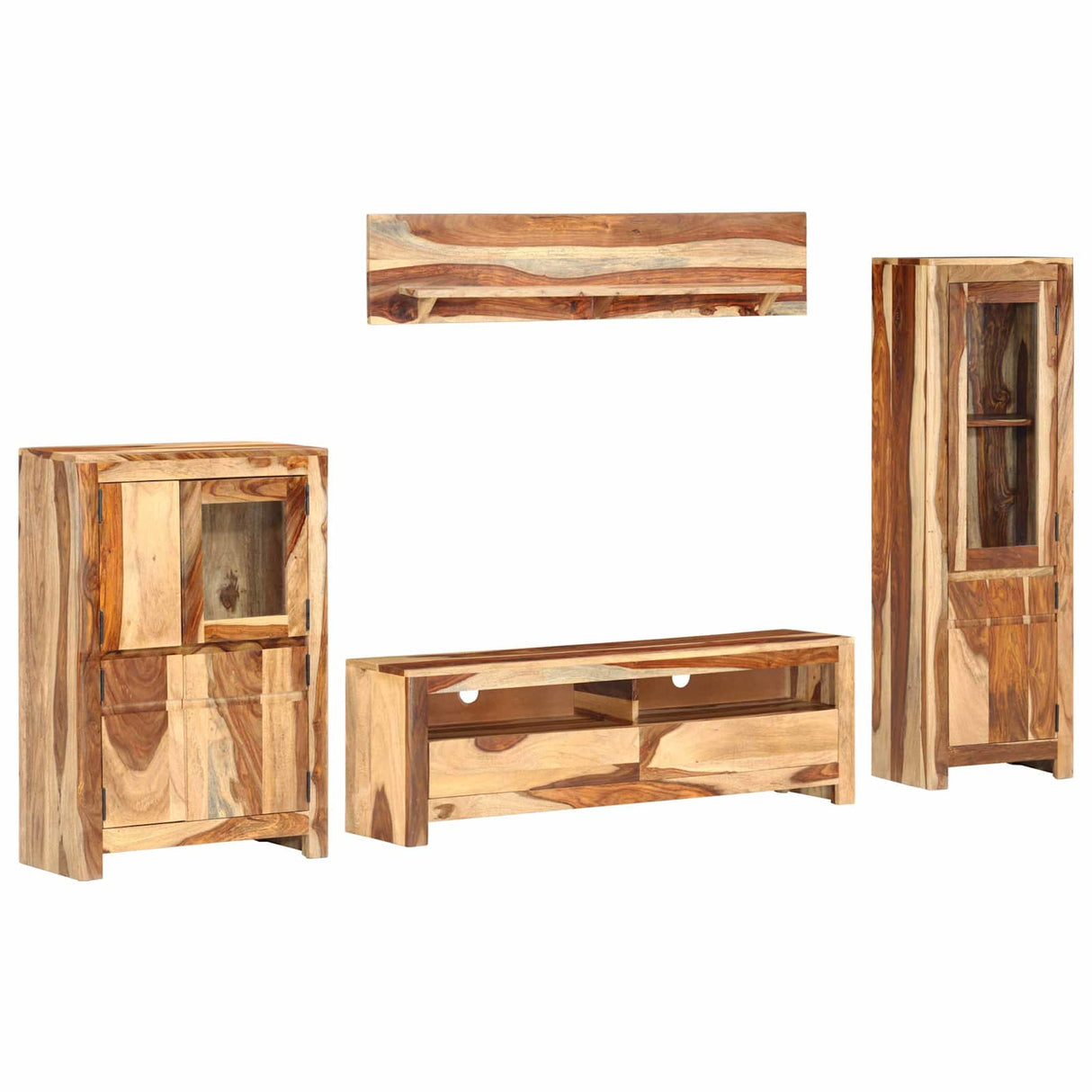 vidaXL TV Unit Set met lade Wandgemonteerd Bruin Hout