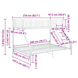 vidaXL Bunk Bed Frame Metal White 140x200 cm/90x200 cm