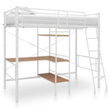 vidaXL Bunk Bed Frame with Desk Metal White 90x200 cm