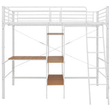 vidaXL Bunk Bed Frame with Desk Metal White 90x200 cm