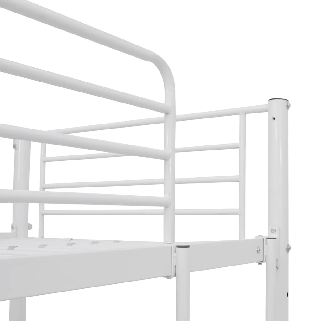 vidaXL Bunk Bed Frame with Desk Metal White 90x200 cm