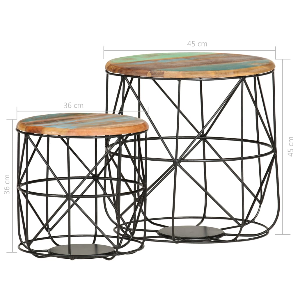 vidaXL Salontafels 2 st massief gerecycled hout