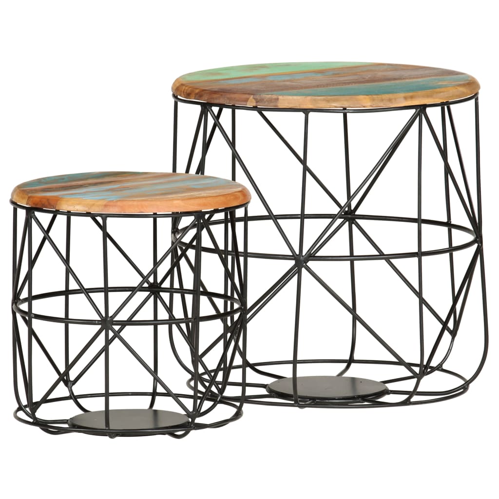 vidaXL Salontafels 2 st massief gerecycled hout
