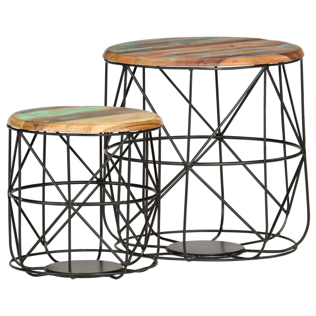 vidaXL Salontafels 2 st massief gerecycled hout