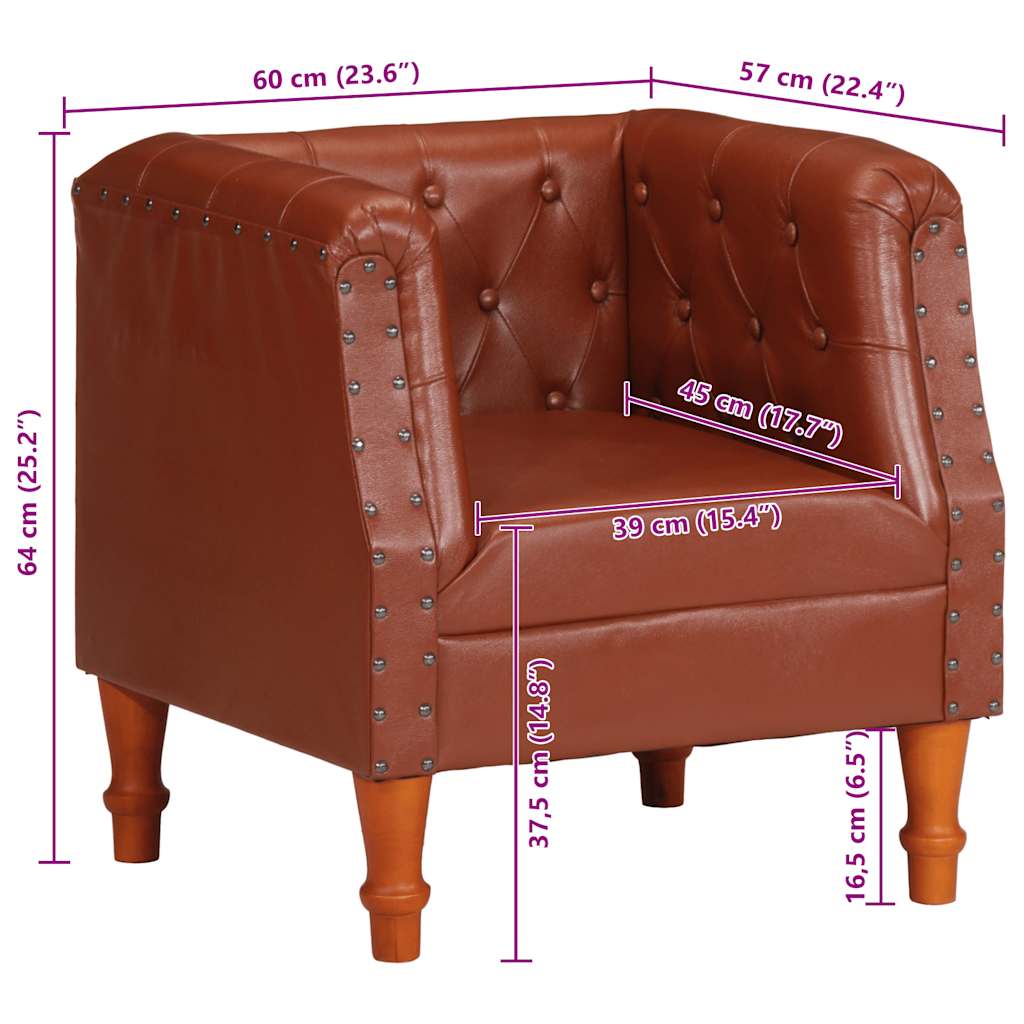 vidaXL Fauteuil echt leer bruin