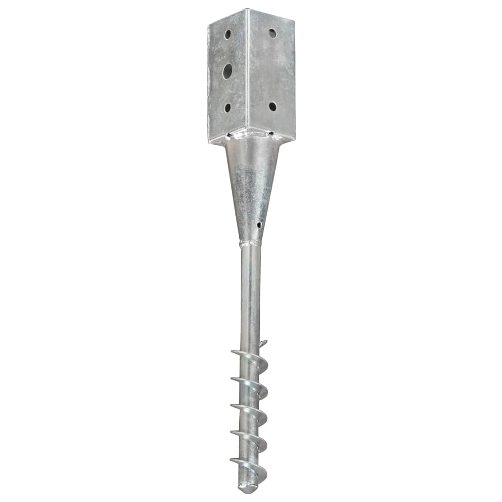 vidaXL Ground Spikes 2 pcs 7x7x56 cm galvanized steel silver-colored