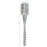 vidaXL Ground Spikes 2 pcs 7x7x56 cm galvanized steel silver-colored