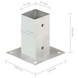 vidaXL Post Anchors 4 pcs 71 mm Galvanized Metal