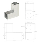 vidaXL Post Connector L-shape 71x71 mm Galvanized Metal
