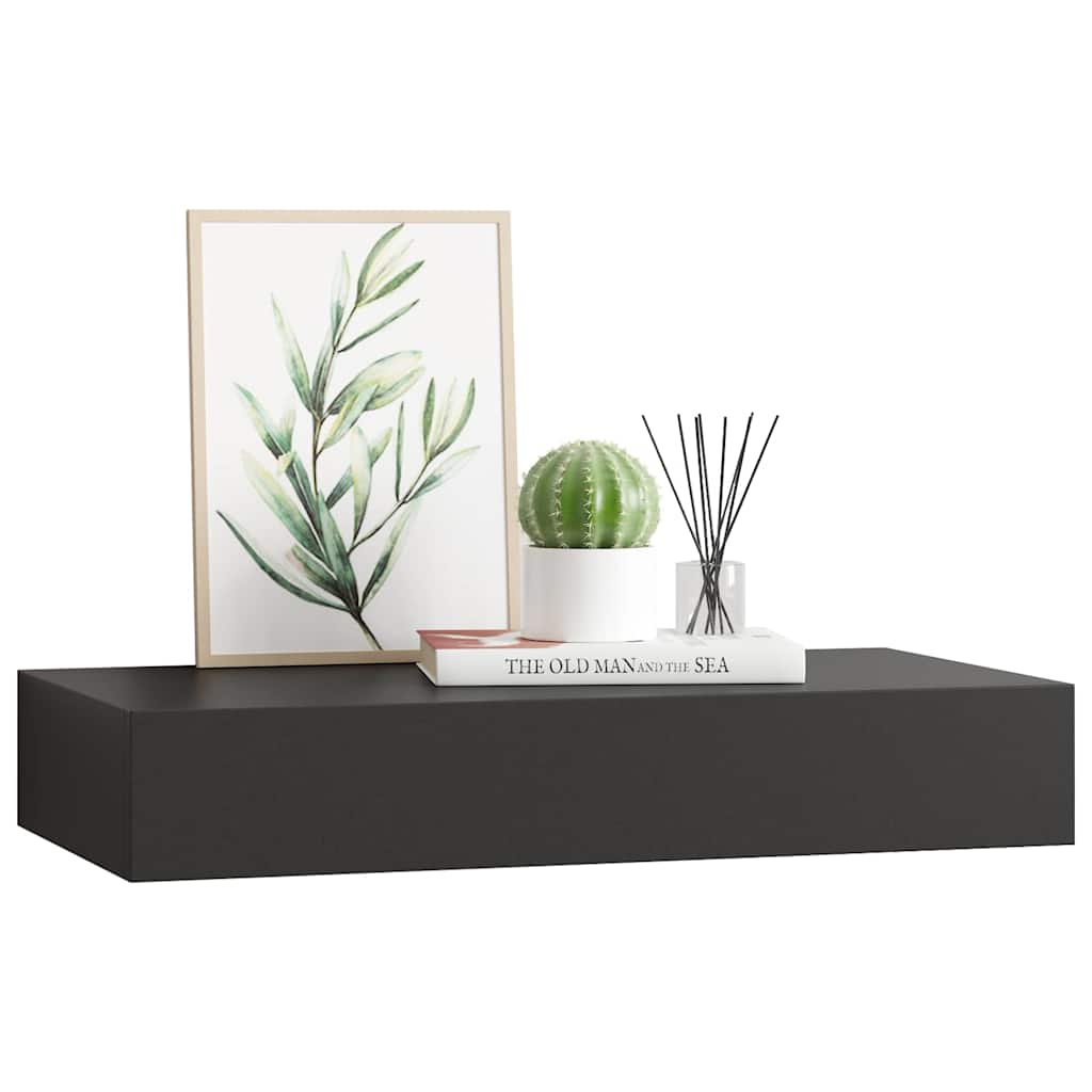 vidaXL Wandschap met lade zwevend 48x25x8 cm zwart