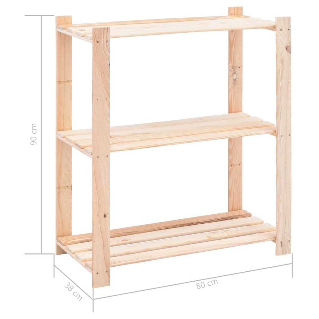 vidaXL Opbergrek 3-laags 80x38x90 cm massief grenenhout 150 kg