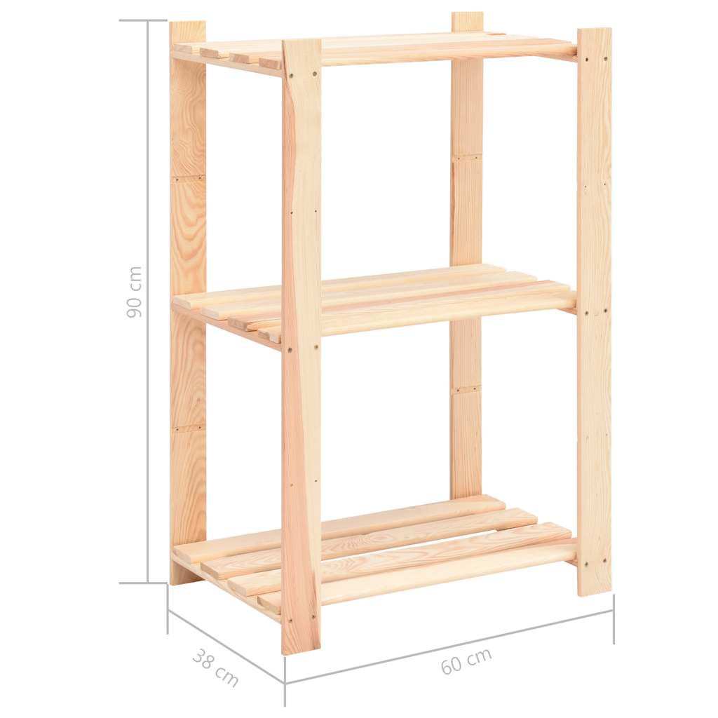 vidaXL Opbergrek 3-laags 60x38x90 cm massief grenenhout 150 kg