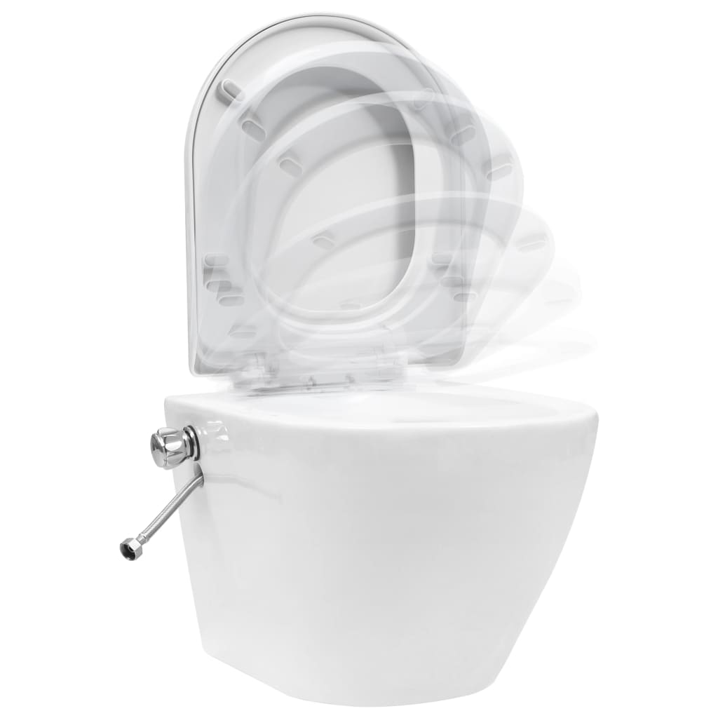 vidaXL Rimless Wall-Mounted Toilet with Bidet Function Ceramic White