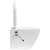vidaXL Rimless Wall-Mounted Toilet with Bidet Function Ceramic White