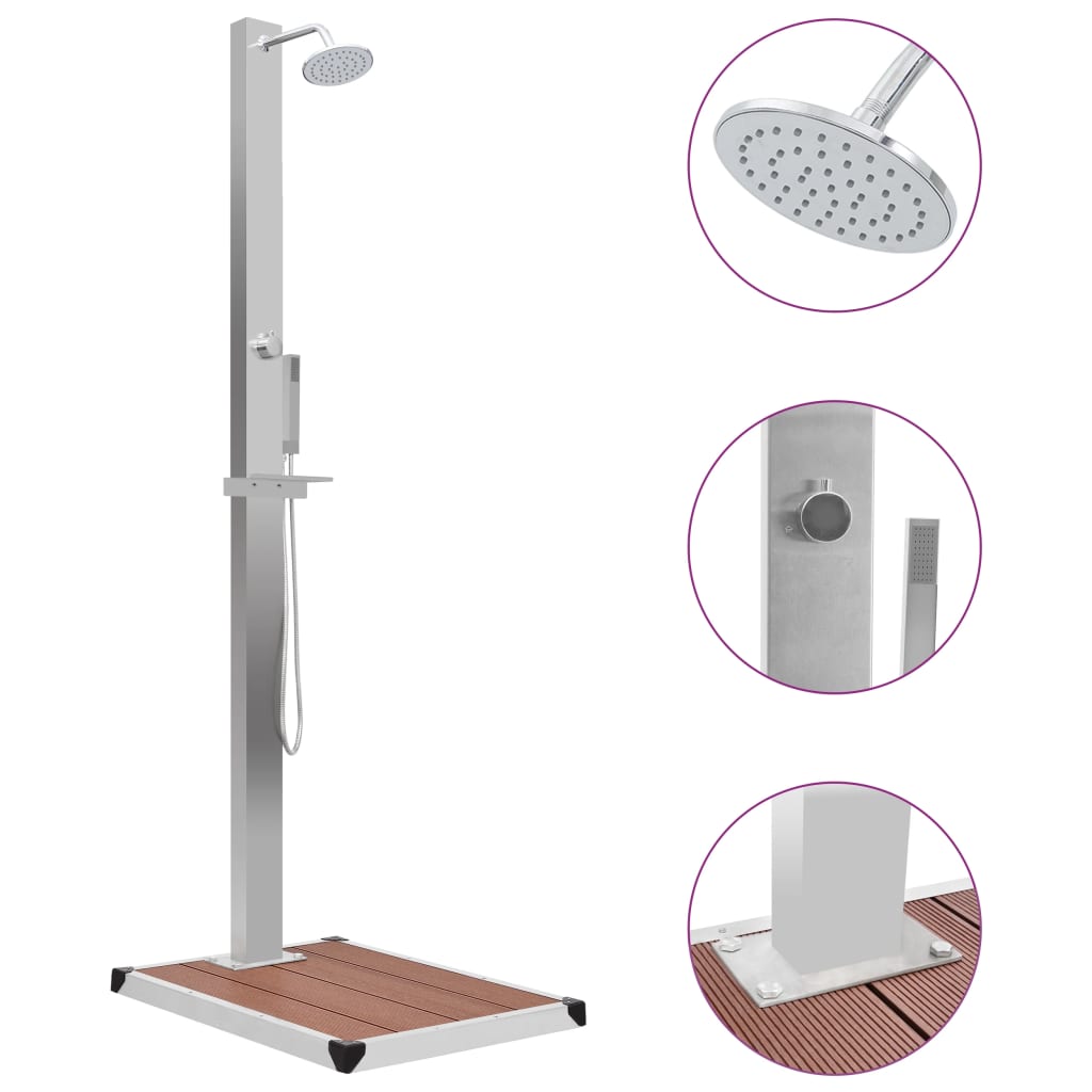 vidaXL Outdoor Shower with Tray HKC Stainless Steel