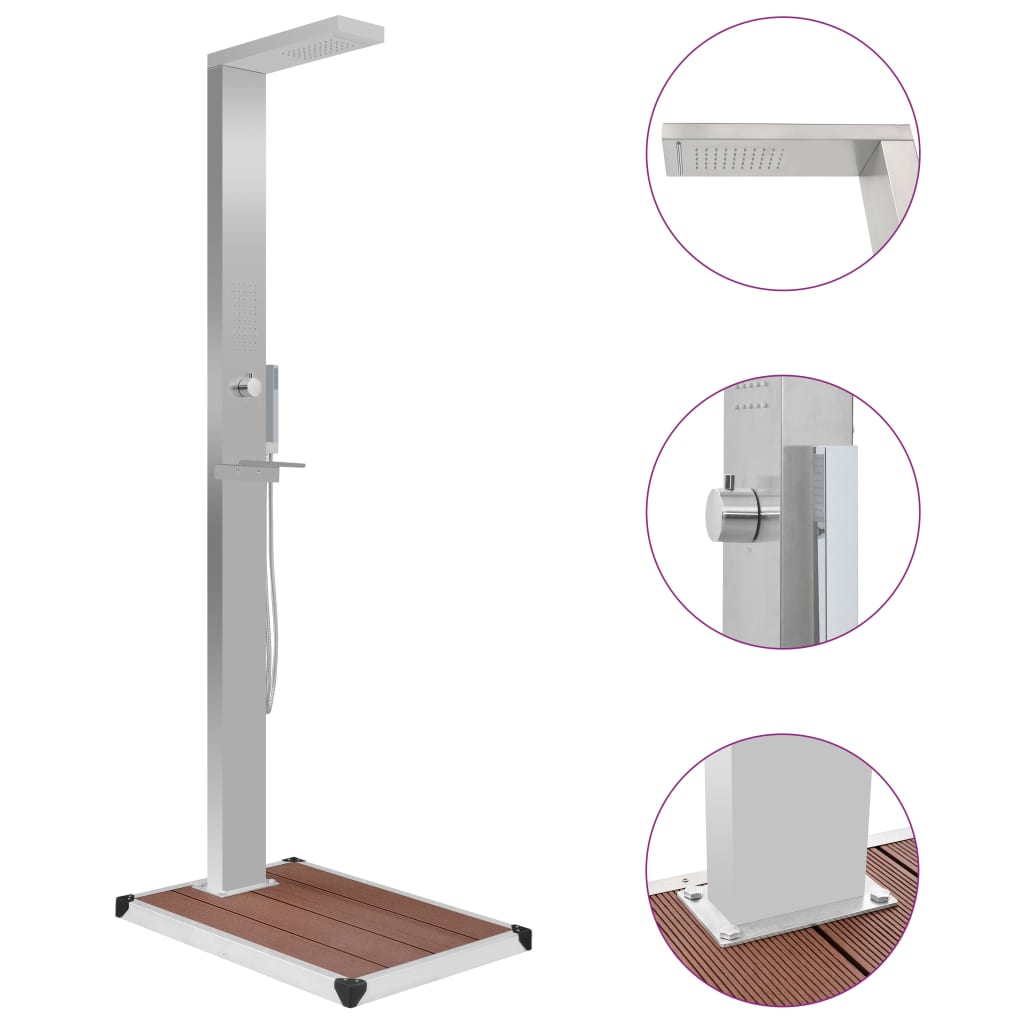 vidaXL Outdoor Shower with Tray HKC Stainless Steel