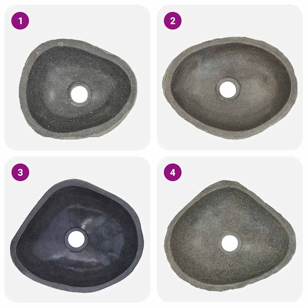 vidaXL Oval Wash Basin (29-38)x(24-31) cm River Stone