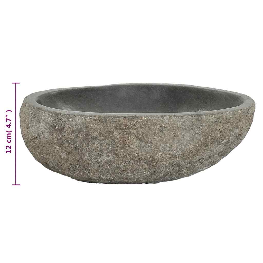 vidaXL Oval Wash Basin (29-38)x(24-31) cm River Stone