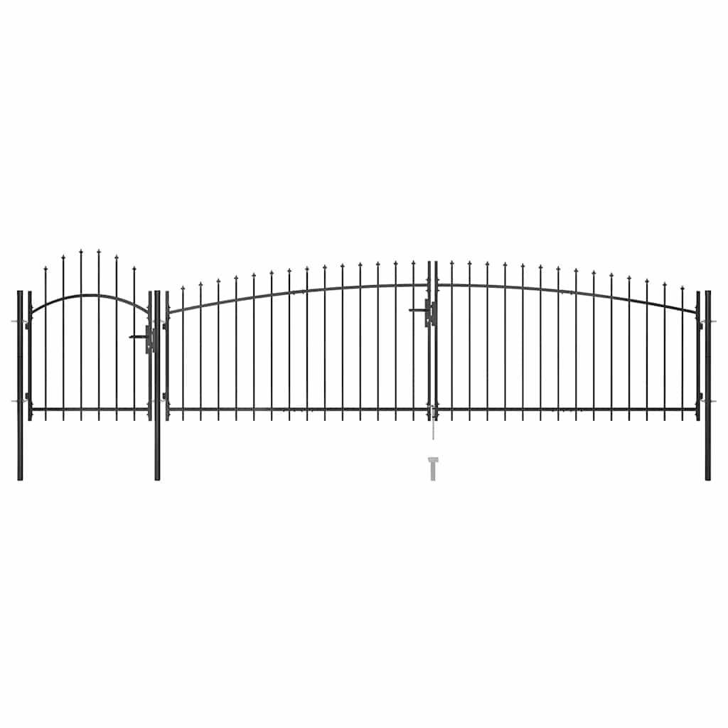 vidaXL Gate with Spear Top 5x1.5 m Black
