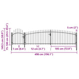 vidaXL Gate with Spear Top 5x1.5 m Black