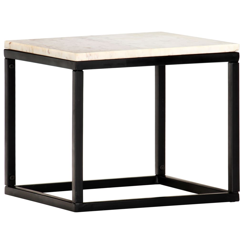vidaXL Salontafel 40x40x35 cm echt steen met marmeren textuur wit