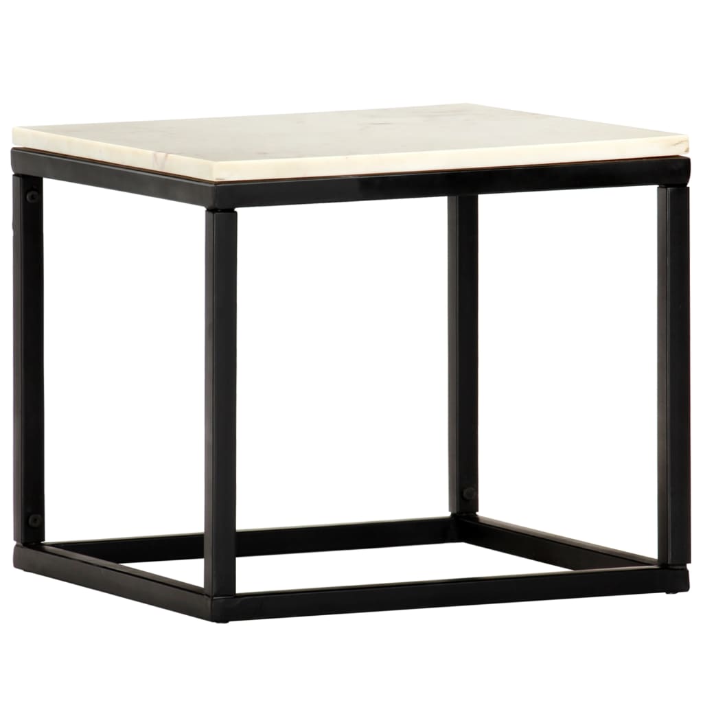vidaXL Salontafel 40x40x35 cm echt steen met marmeren textuur wit