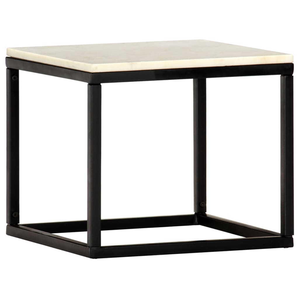 vidaXL Salontafel 40x40x35 cm echt steen met marmeren textuur wit