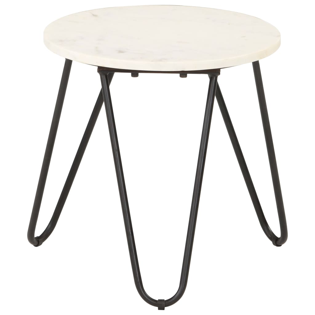 vidaXL Salontafel 40x40x40 cm echt steen met marmeren textuur wit
