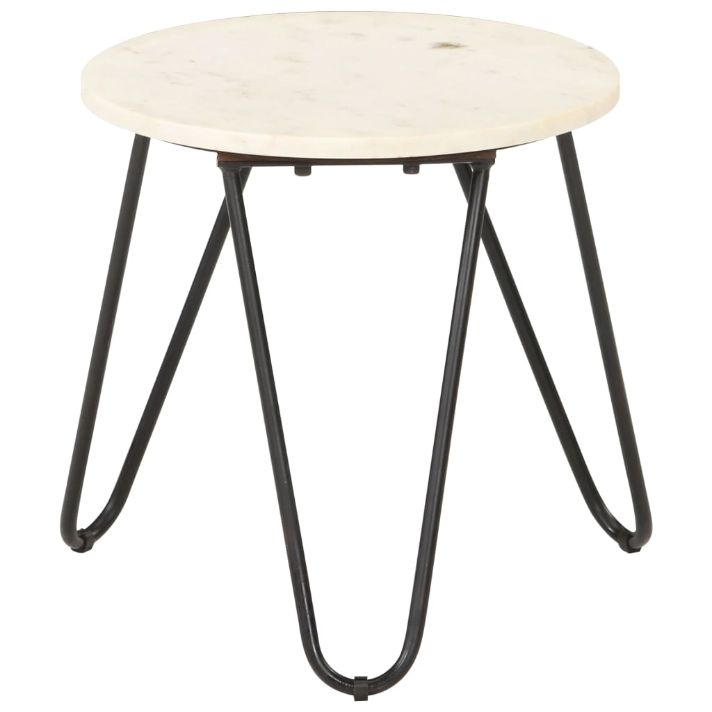 vidaXL Salontafel 40x40x40 cm echt steen met marmeren textuur wit