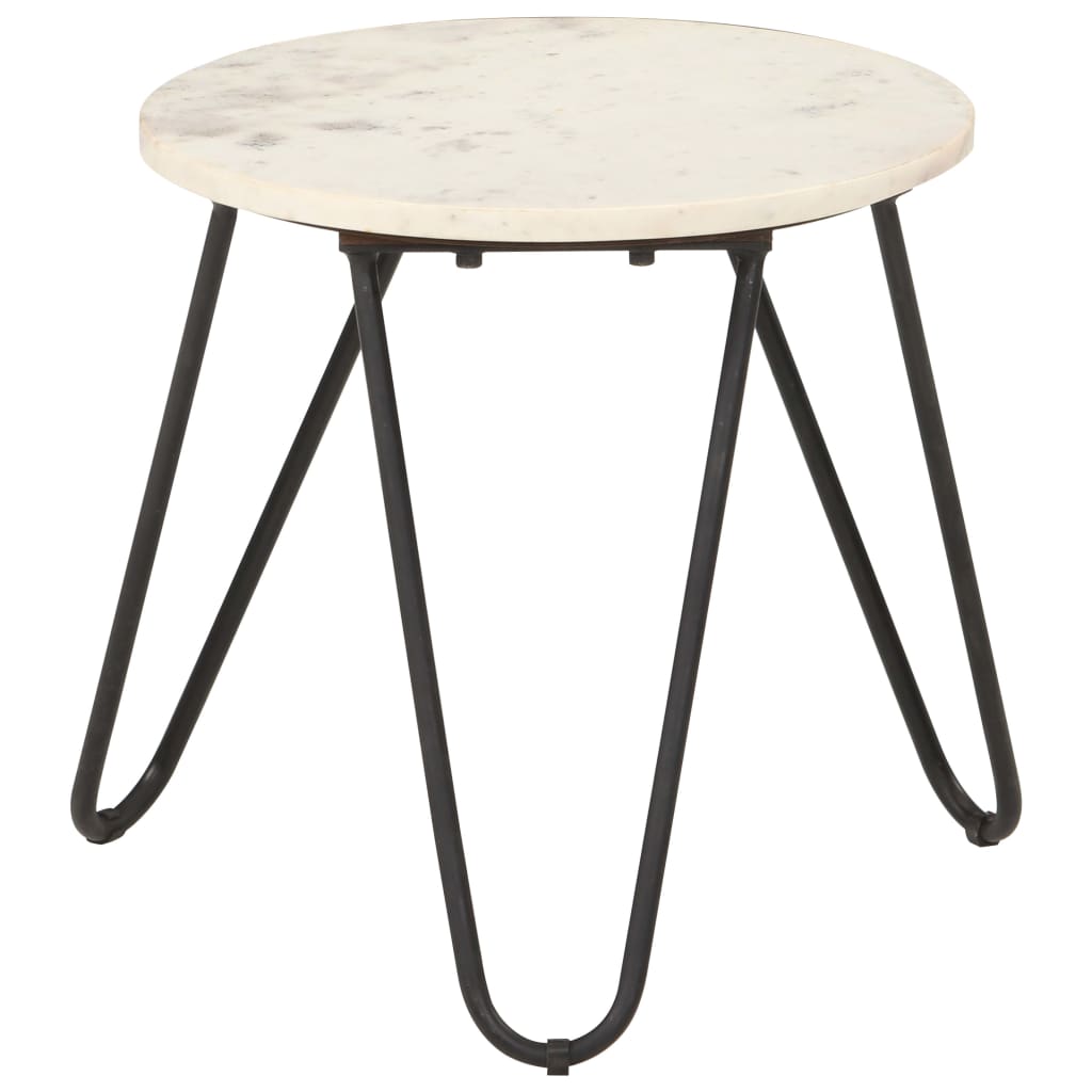vidaXL Salontafel 40x40x40 cm echt steen met marmeren textuur wit