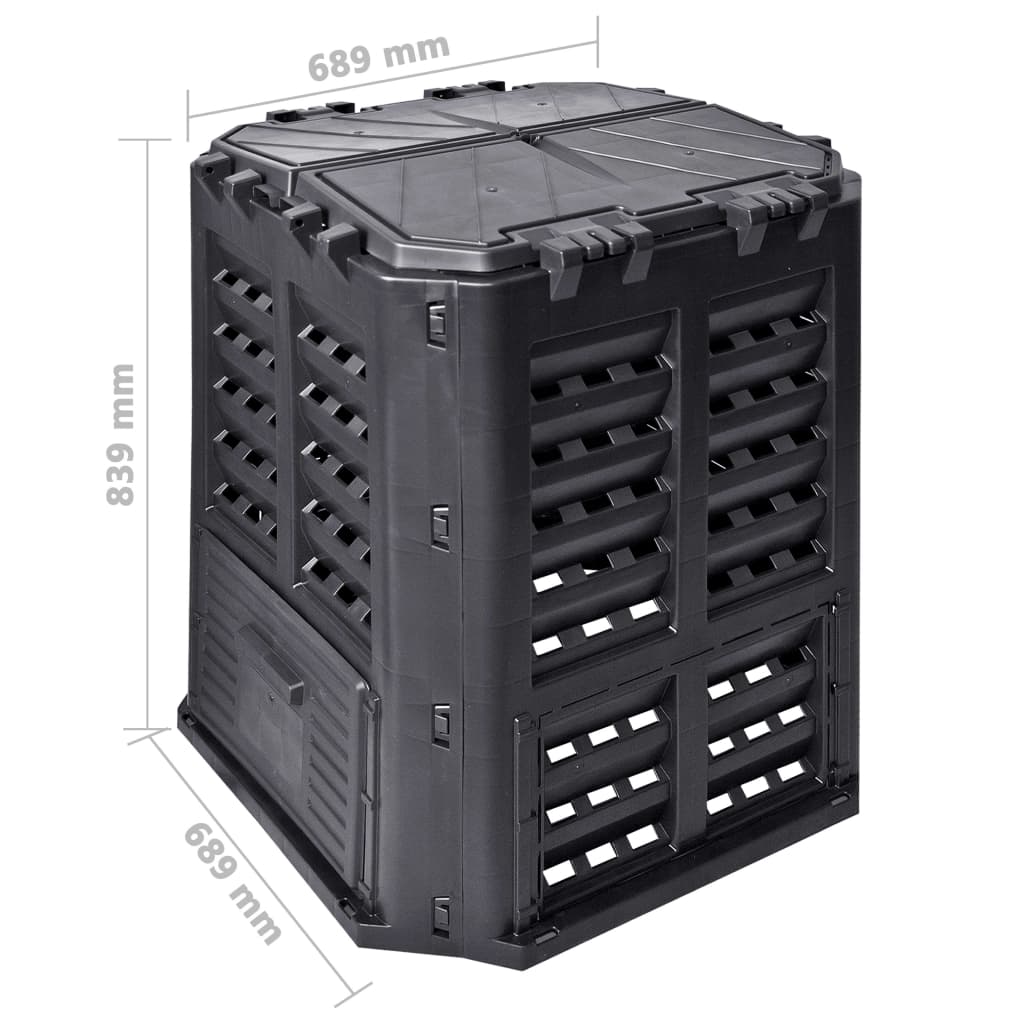 vidaXL Compostbak 360 L 68,9x68,9x83,9 cm zwart